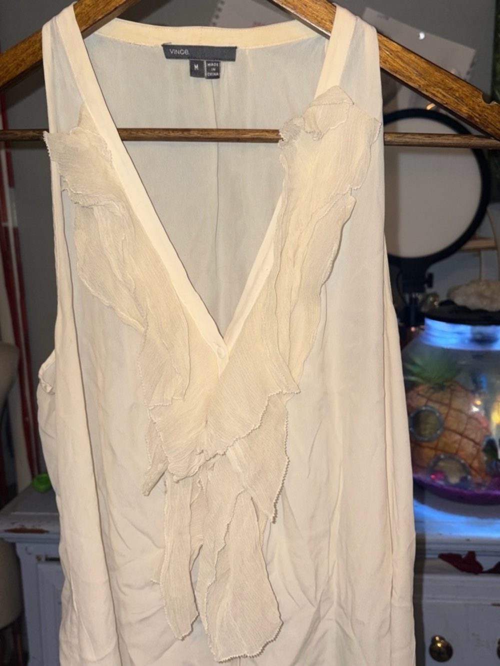 Vero Moda Cream Sleeveless Ruffle V-Neck Mini Dress - Picture 2 of 6
